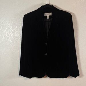 Vintage Jones Wear 90s Black Velvet Blazer Size 12 Career Wear Whimsigoth